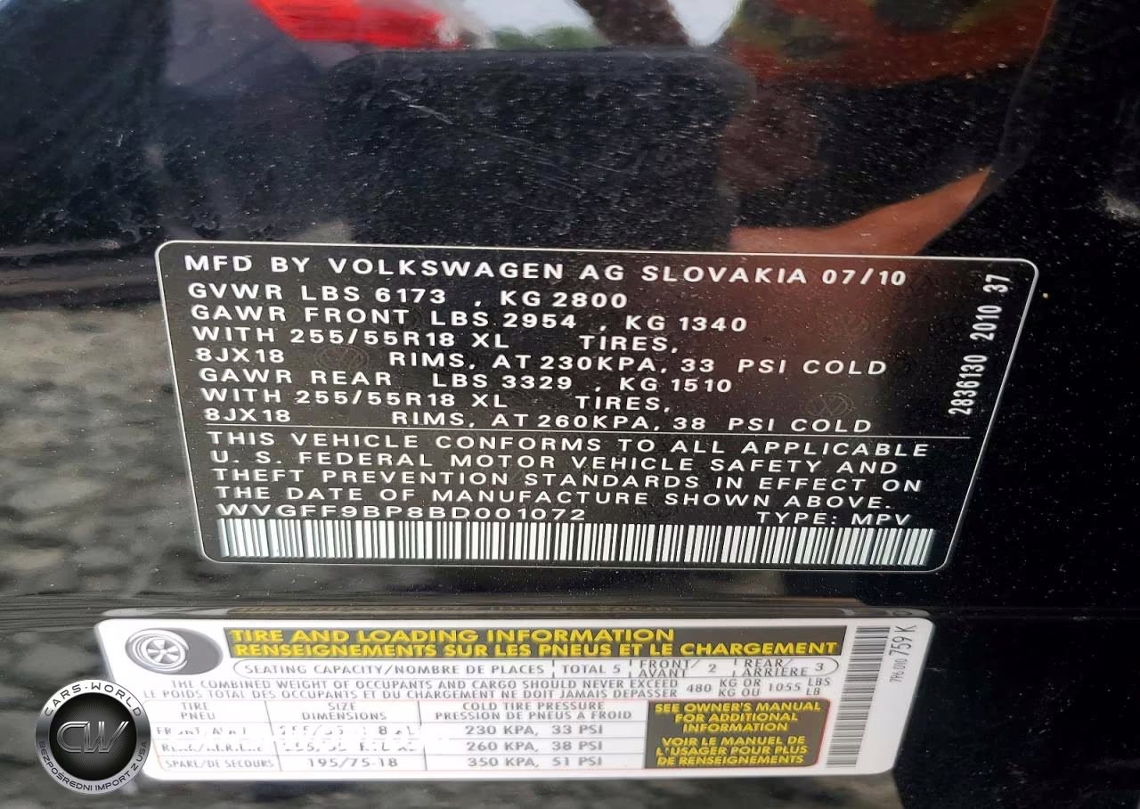 2011 Volkswagen Touareg V6 VIN:WVGFF9BP8BD001072 - 13