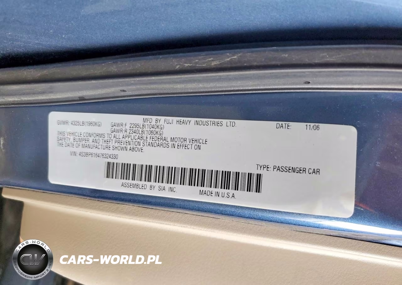 2007 Subaru Legacy 2.5I VIN:4S3BP616476324330 - 12
