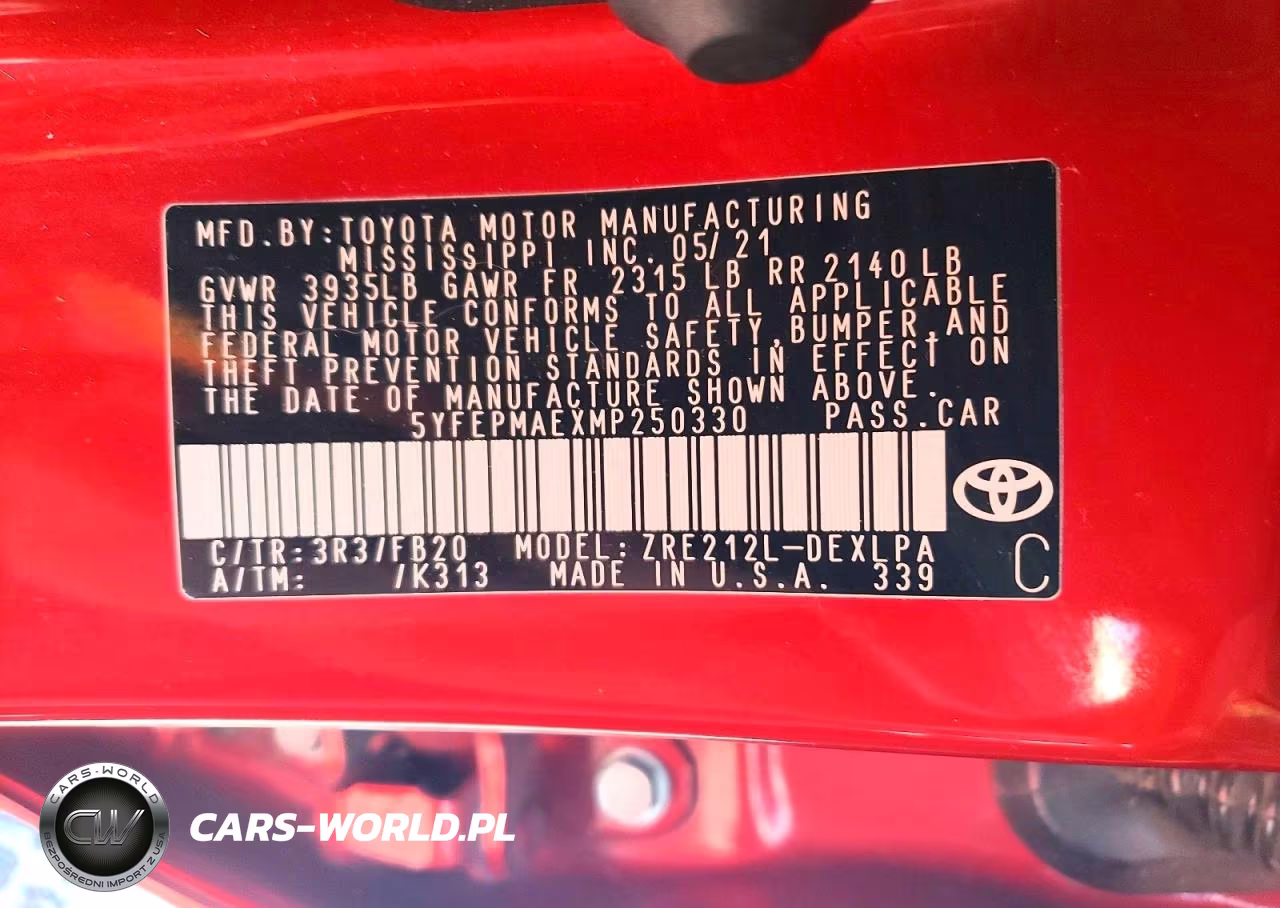 2021 Toyota Corolla Le VIN:5YFEPMAEXMP250330 - 12