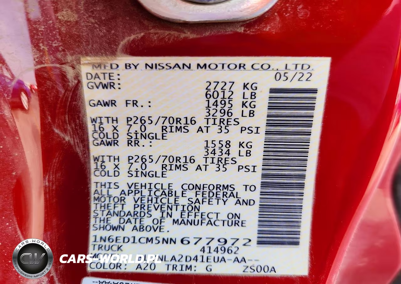 2022 Nissan Frontier S VIN:1N6ED1CM5NN677972 - 12
