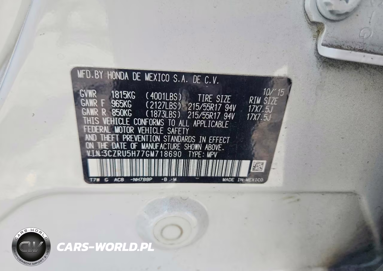 2016 Honda Hr-V Exl VIN:3CZRU5H77GM718690 - 13