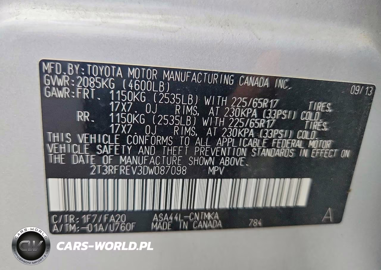 2013 Toyota Rav4 Xle VIN:2T3RFREV3DW087098 - 13
