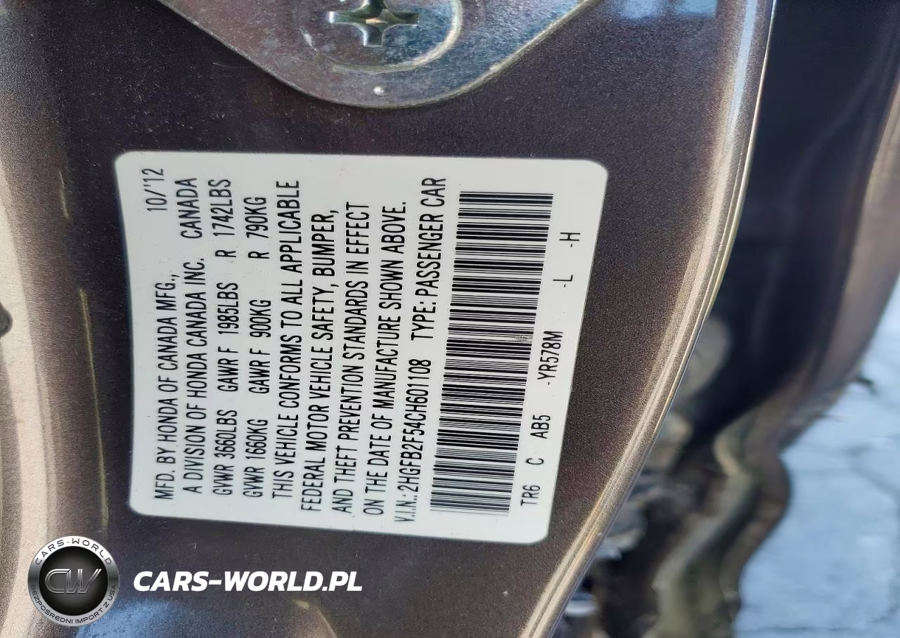 2012 Honda Civic Lx VIN:2HGFB2F54CH601108 - 12