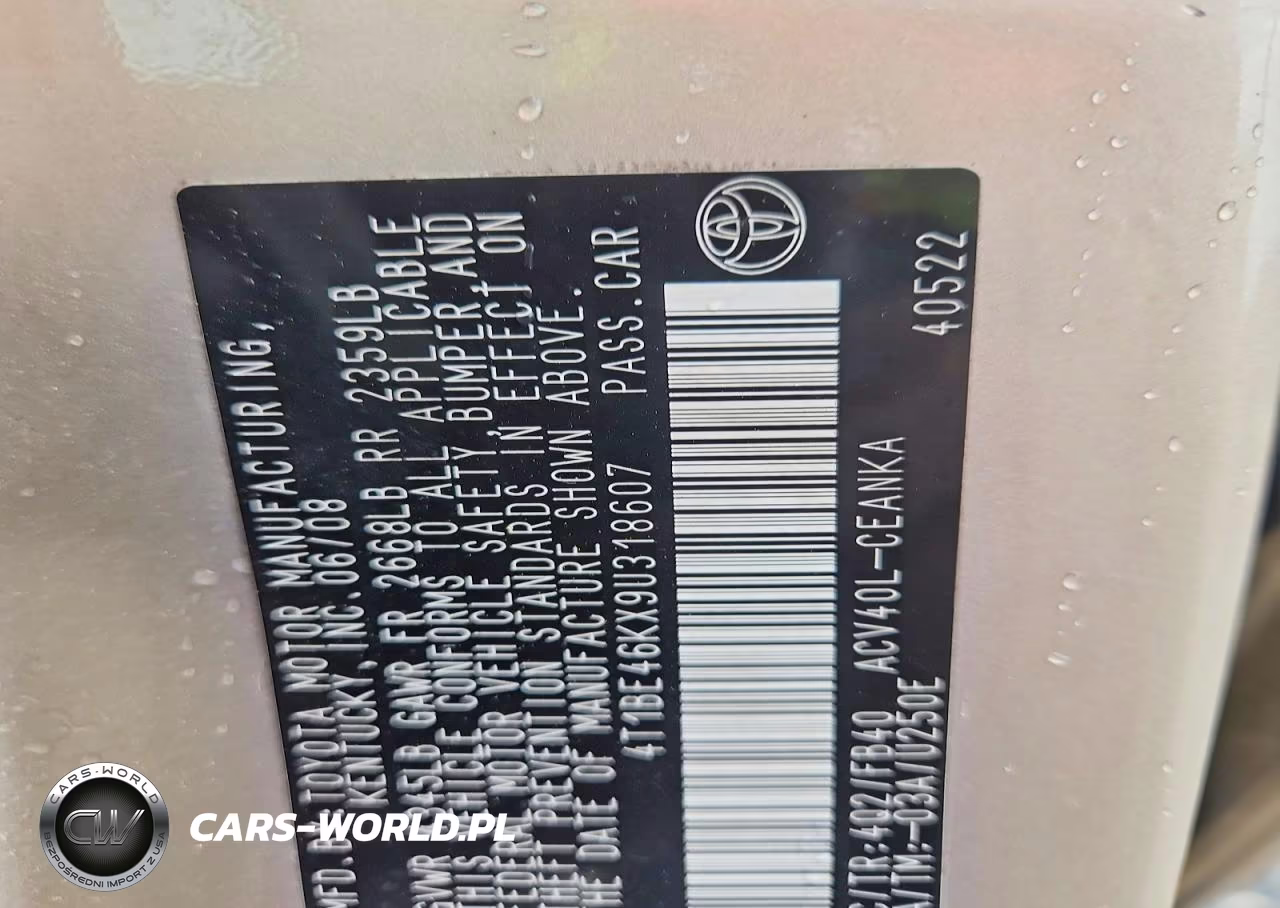 2009 Toyota Camry Base VIN:4T1BE46KX9U318607 - 12