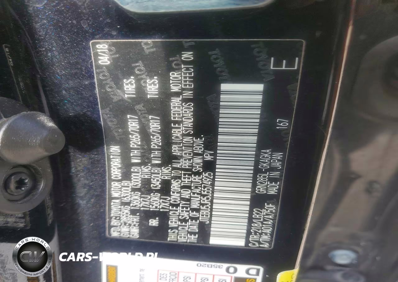 2018 Toyota 4Runner Sr5 Premium VIN:JTEBU5JR5J5574925 - 12