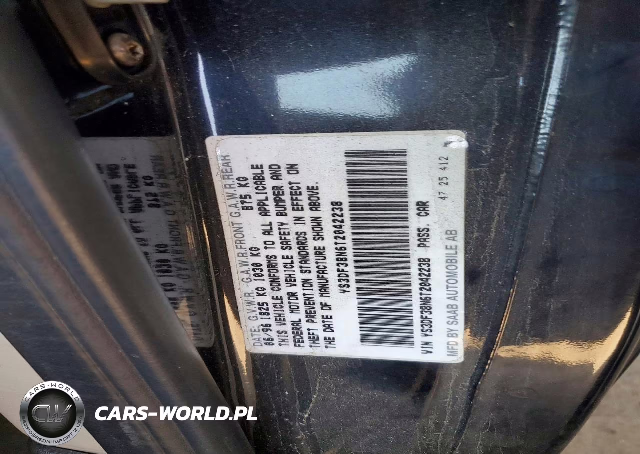 1996 Saab 900 Se Turbo VIN:YS3DF38N6T2042238 - 12