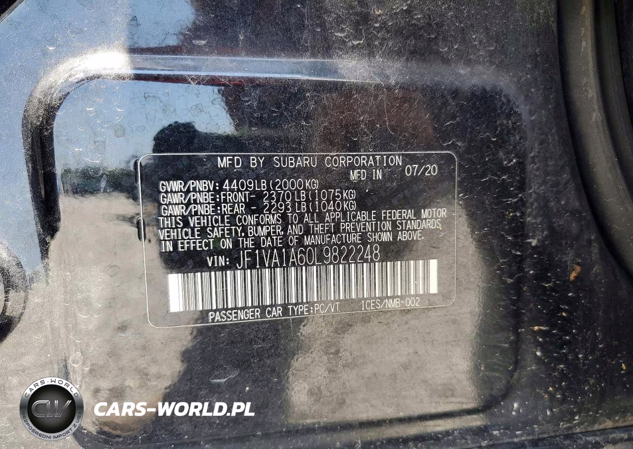 2020 Subaru Wrx VIN:JF1VA1A60L9822248 - 13