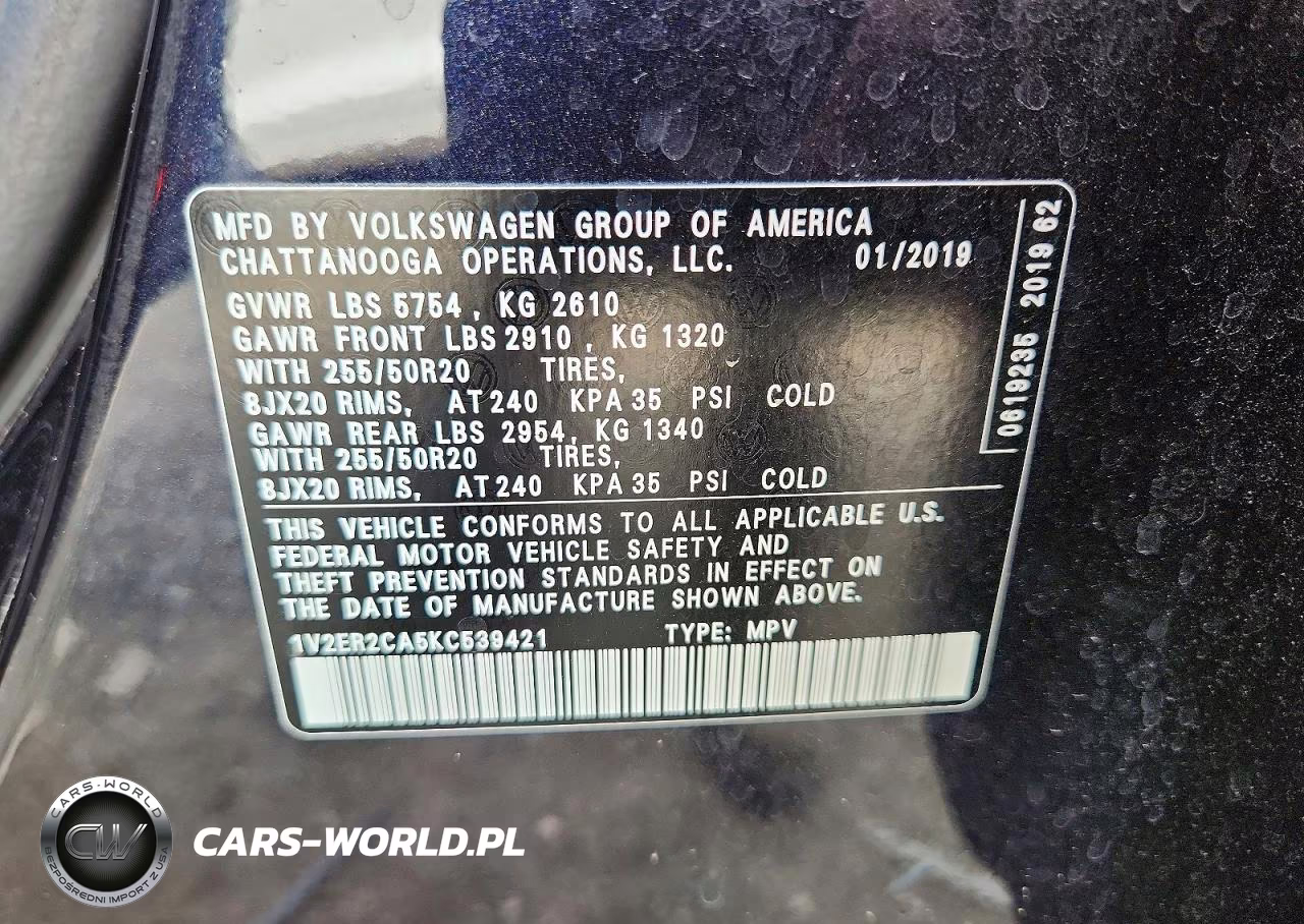 2019 Volkswagen Atlas Sel VIN:1V2ER2CA5KC539421 - 13