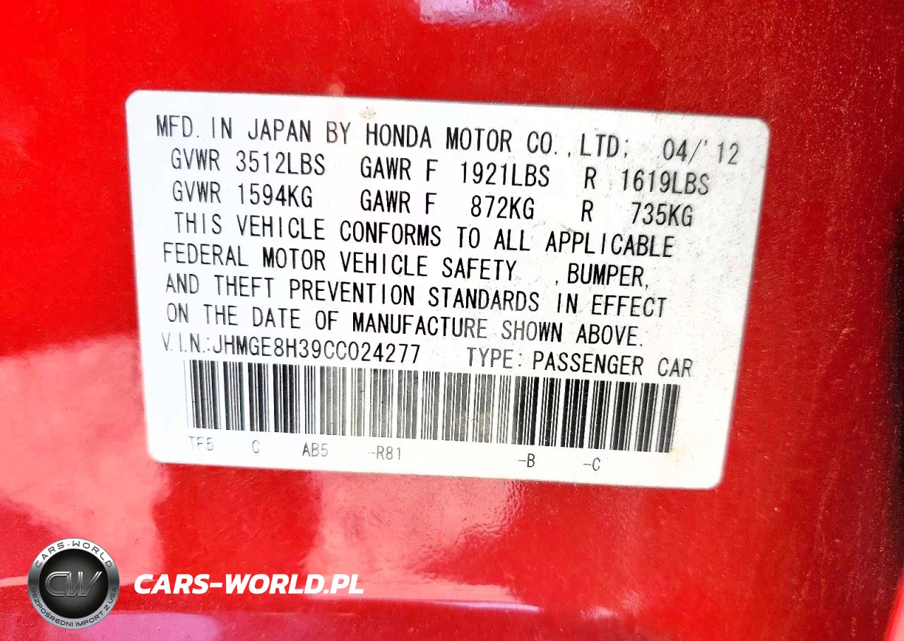 2012 Honda Fit VIN:JHMGE8H39CC024277 - 12