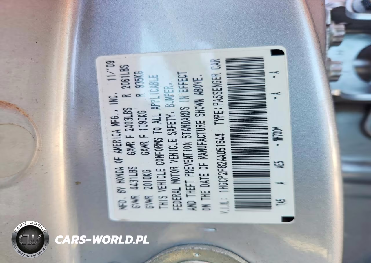 2010 Honda Accord Exl VIN:1HGCP2F82AA051644 - 12