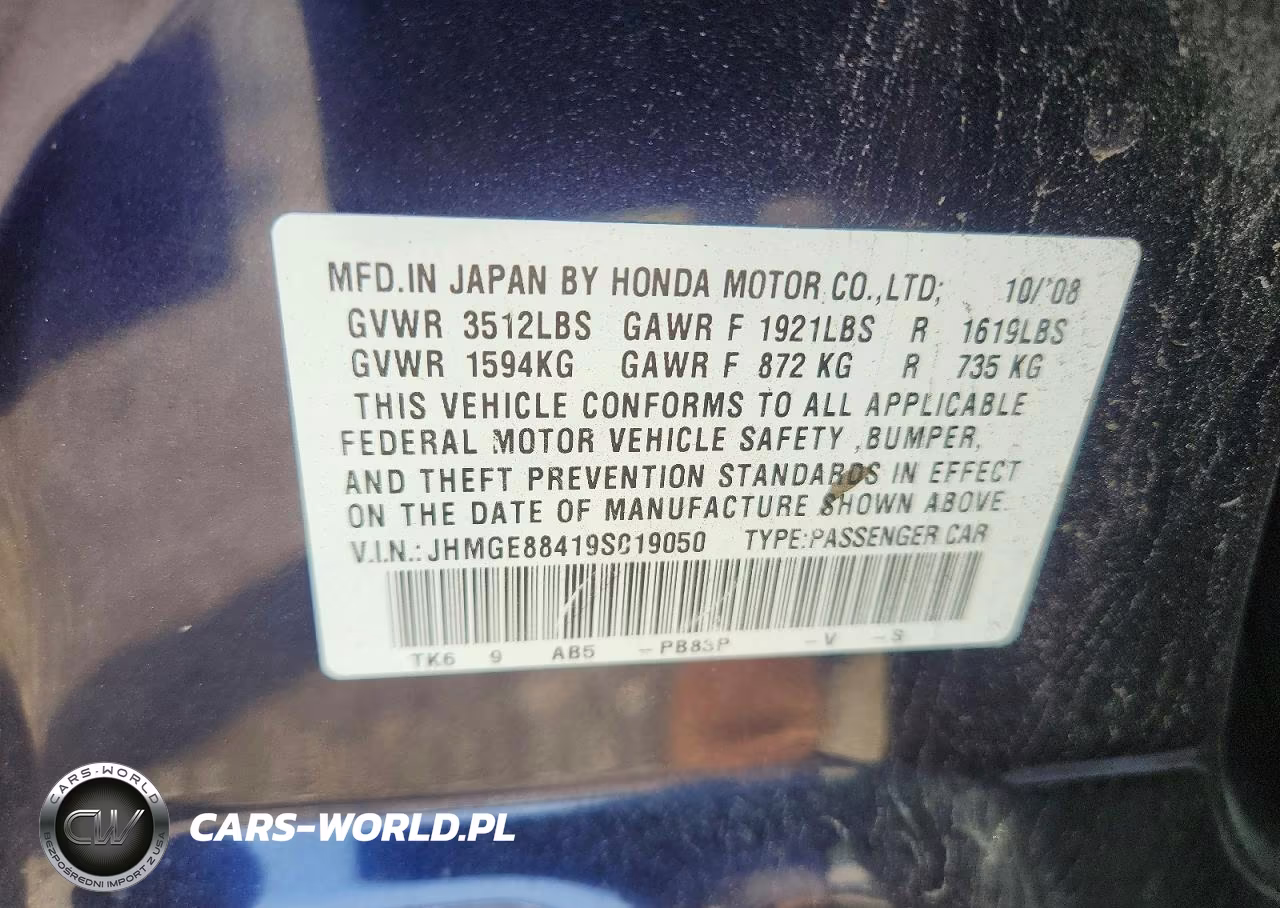 2009 Honda Fit Sport VIN:JHMGE88419S019050 - 12