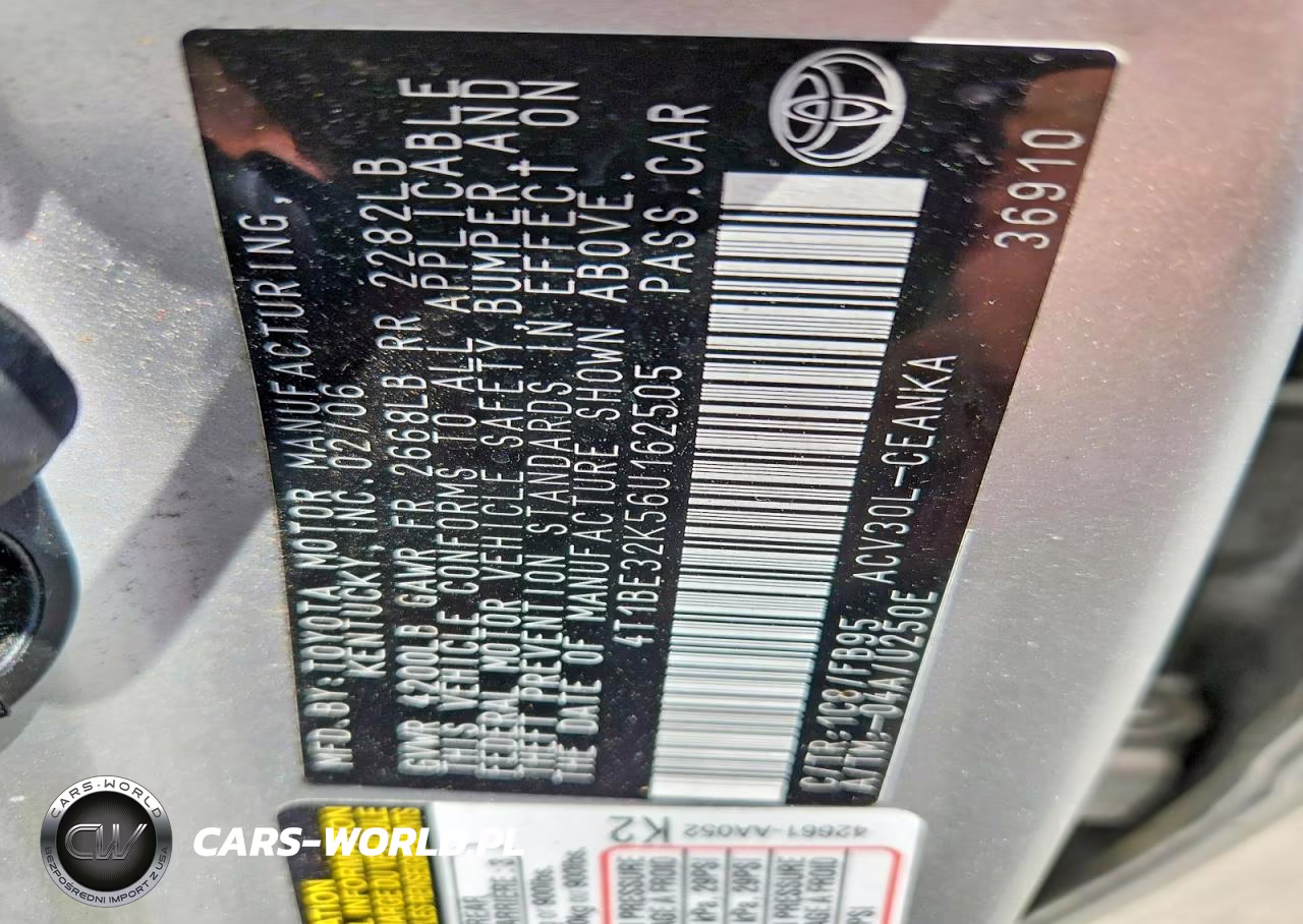 2006 Toyota Camry Le VIN:4T1BE32K56U162505 - 13