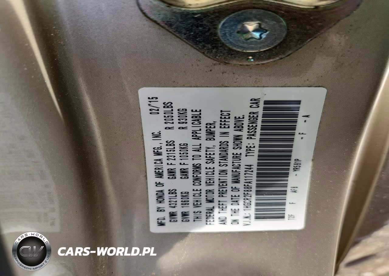 2015 Honda Accord Exl VIN:1HGCR2F88FA117244 - 12