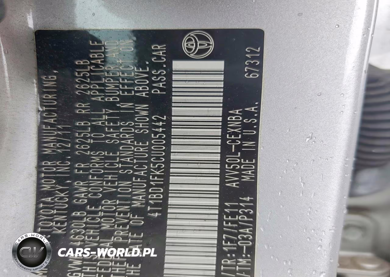 2012 Toyota Camry Hybrid Le VIN:4T1BD1FK5CU005442 - 12