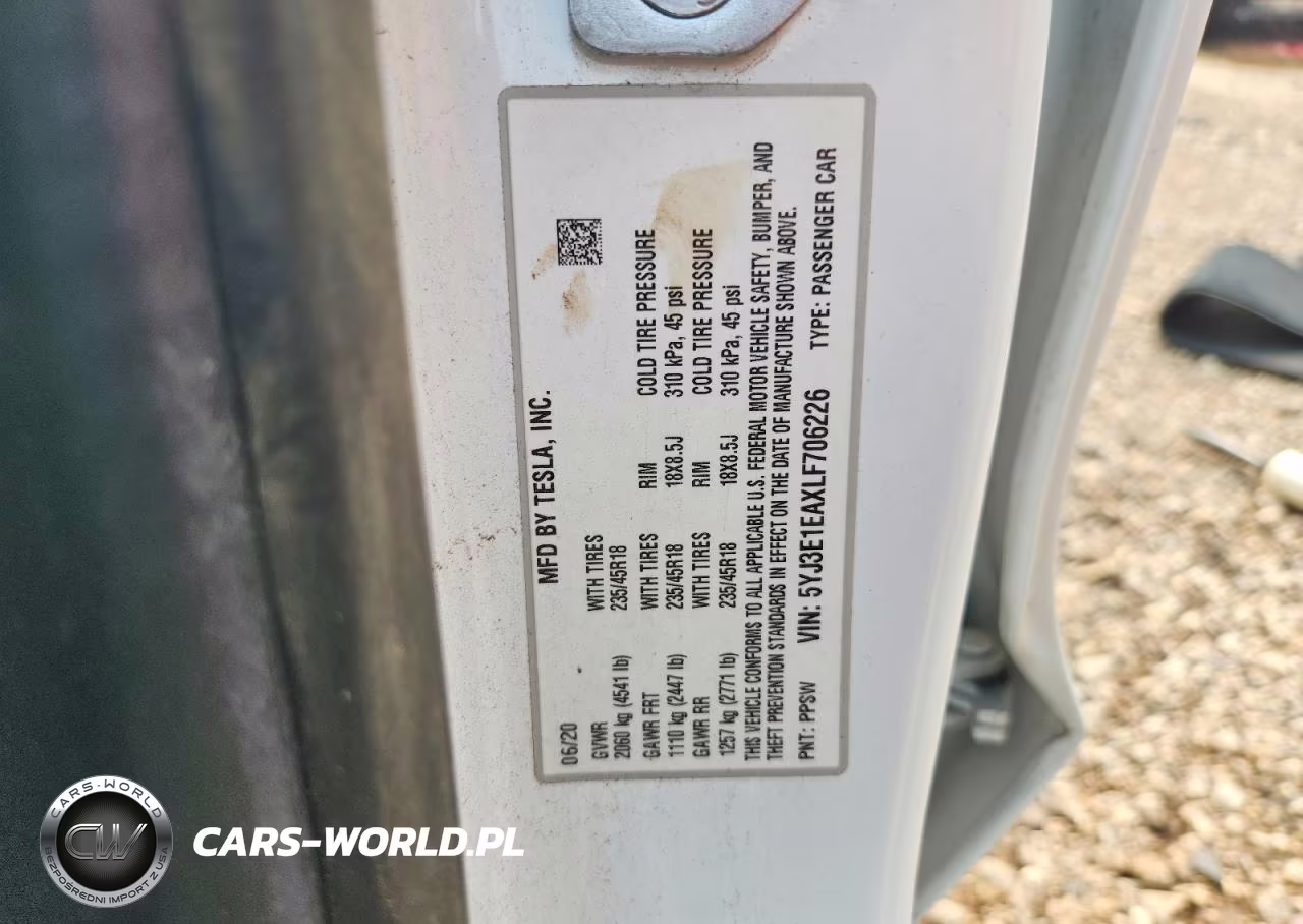 2020 Tesla Model 3 VIN:5YJ3E1EAXLF706226 - 12