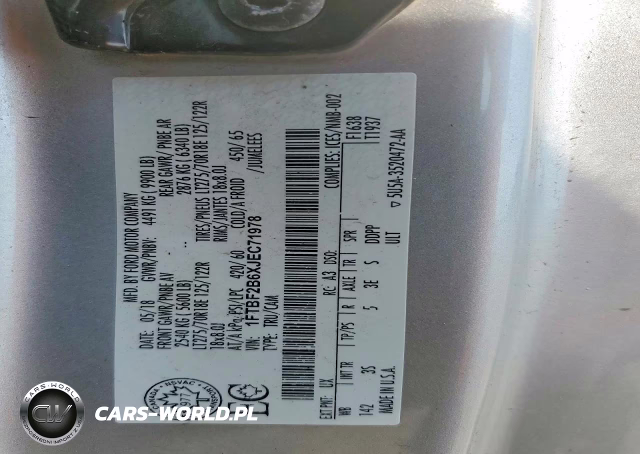 2018 Ford F250 Super Duty VIN:1FTBF2B6XJEC71978 - 12