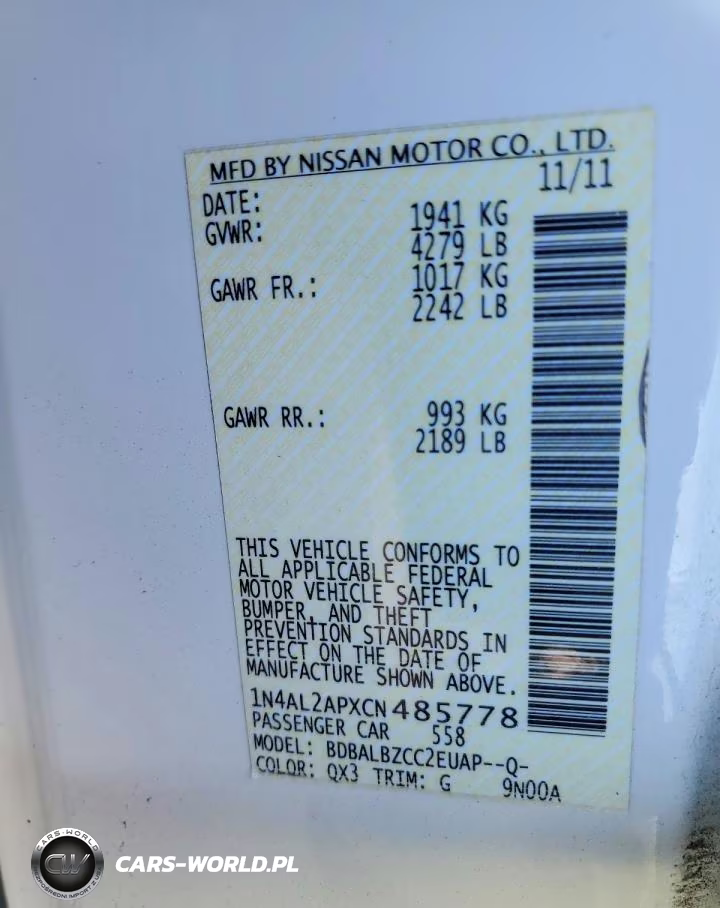 2012 Nissan Altima 2.5 VIN:1N4AL2APXCN485778 - 12