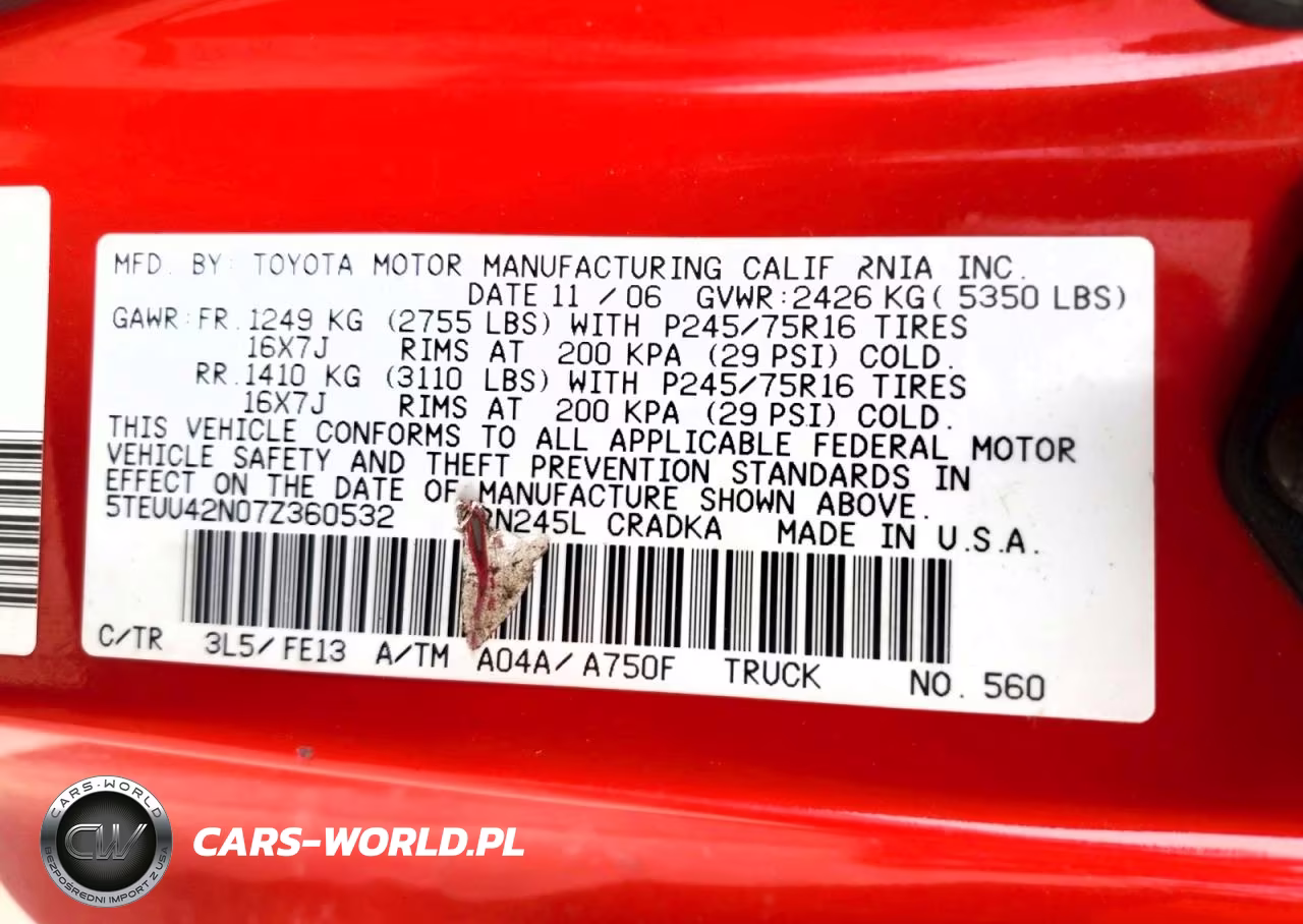 2007 Toyota Tacoma V6 VIN:5TEUU42N07Z360532 - 12