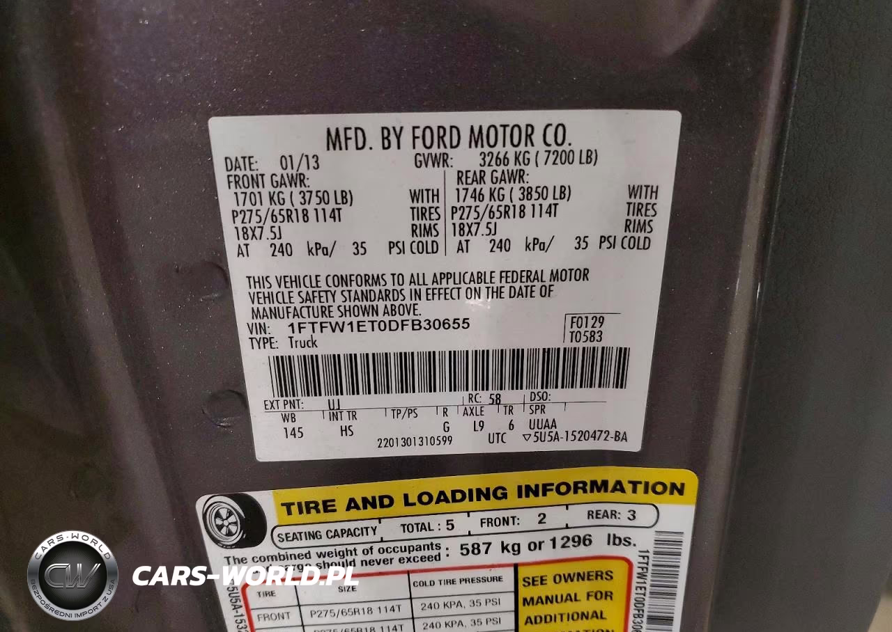 2013 Ford F150 Supercrew VIN:1FTFW1ET0DFB30655 - 13