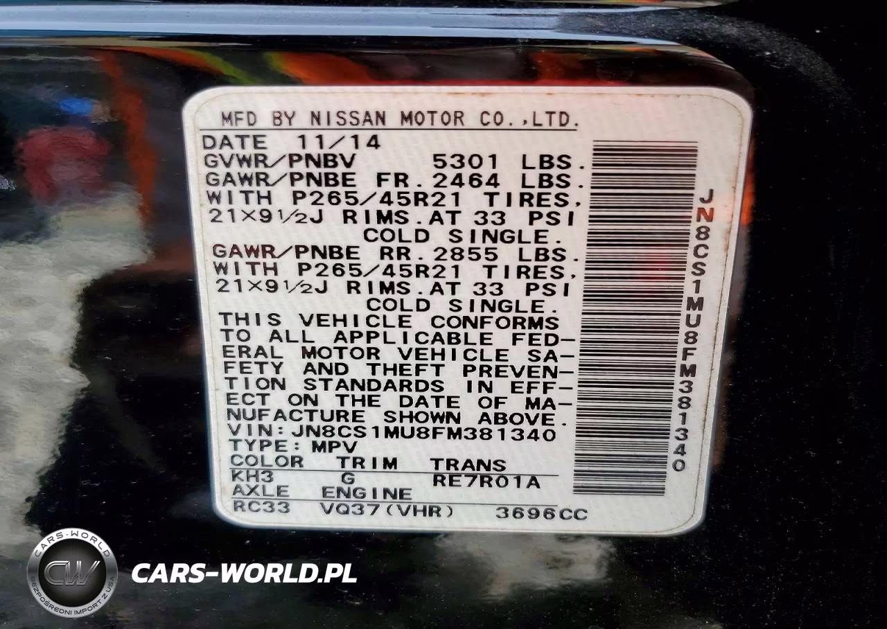 2015 Infiniti Qx70 Base VIN:JN8CS1MU8FM381340 - 13