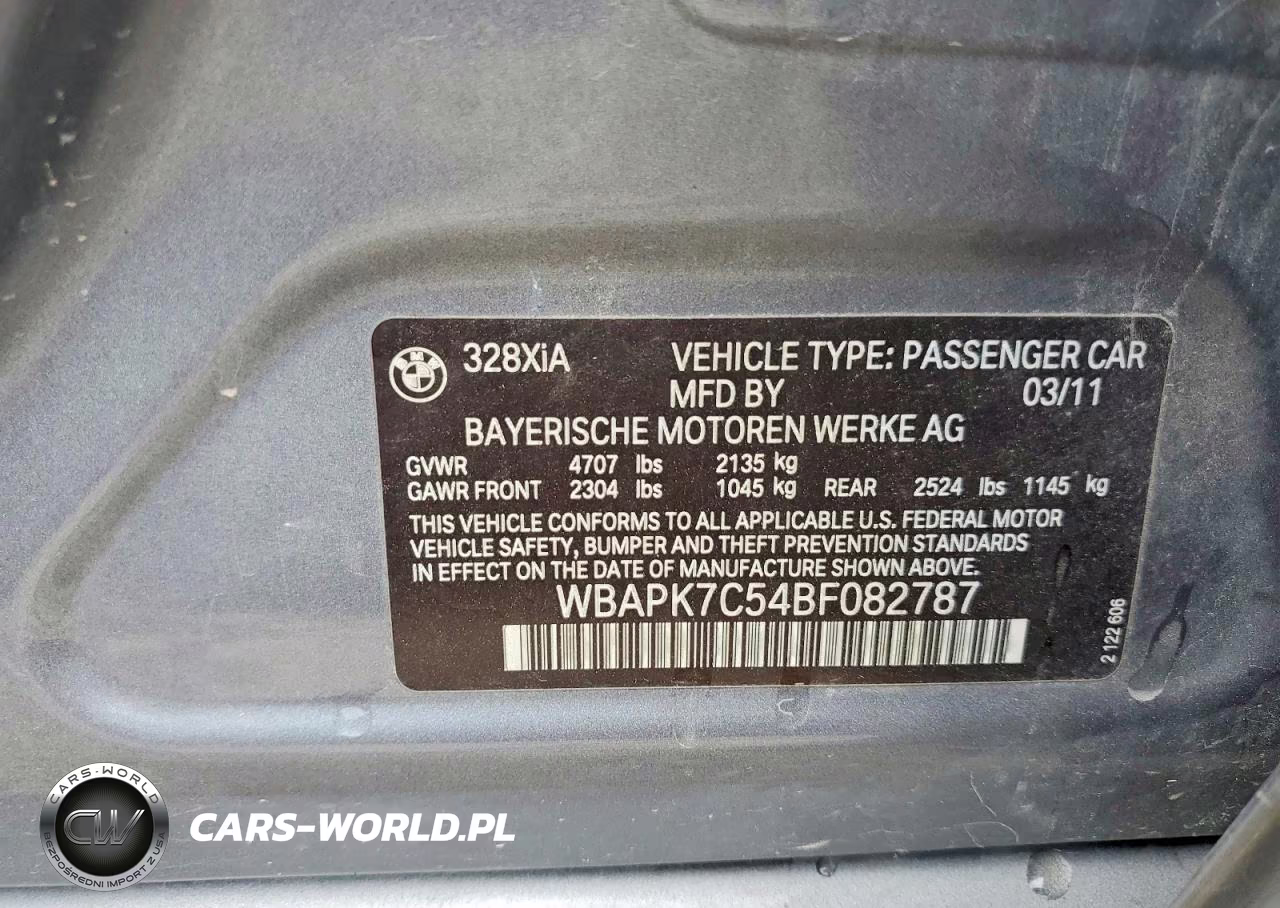 2011 BMW 328 Xi VIN:WBAPK7C54BF082787 - 13