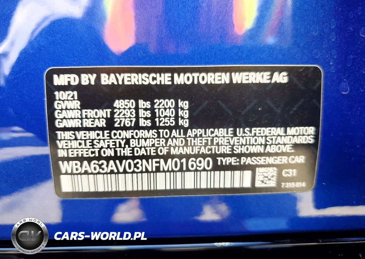 2022 BMW 430I Gran Coupe VIN:WBA63AV03NFM01690 - 12