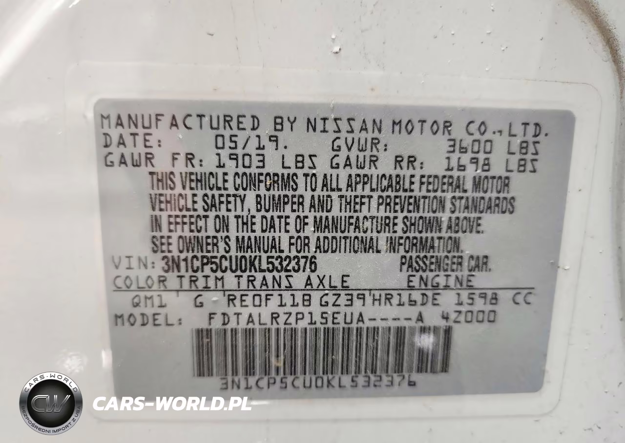 2019 Nissan Kicks S VIN:3N1CP5CU0KL532376 - 12