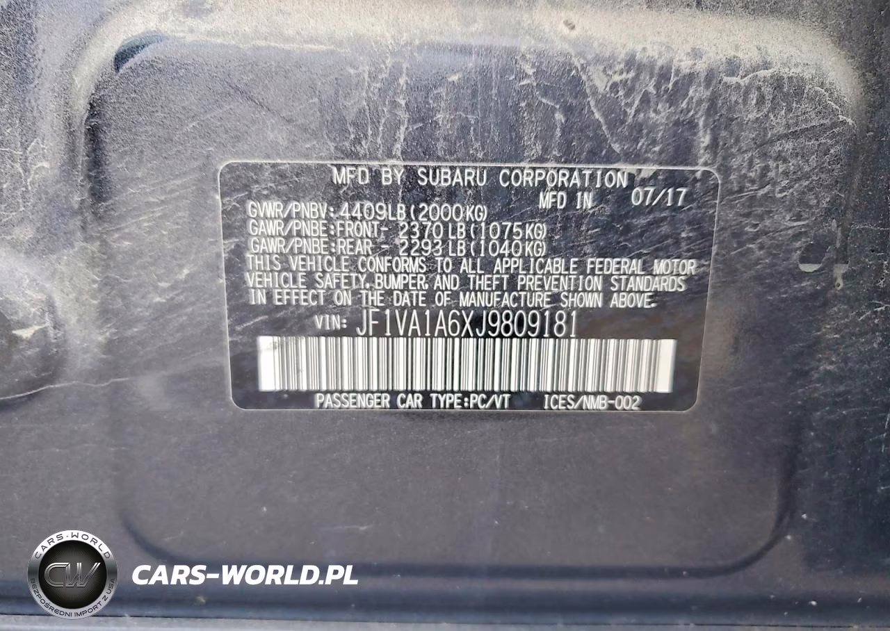 2018 Subaru Wrx VIN:JF1VA1A6XJ9809181 - 12