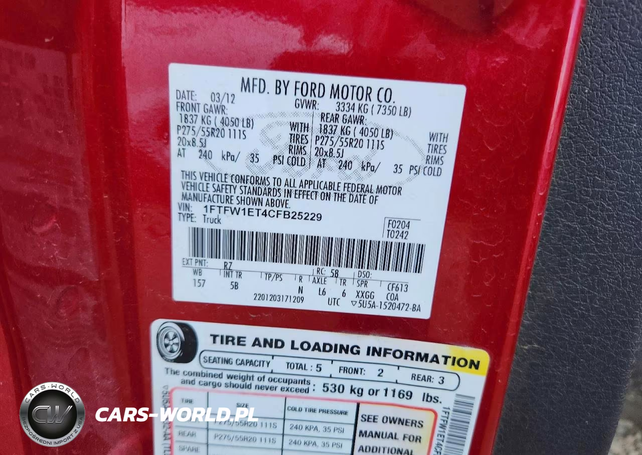 2012 Ford F150 Supercrew VIN:1FTFW1ET4CFB25229 - 12