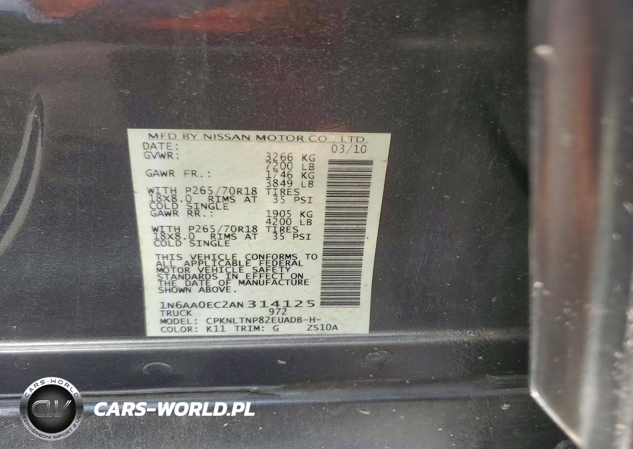 2010 Nissan Titan Se VIN:1N6AA0EC2AN314125 - 12