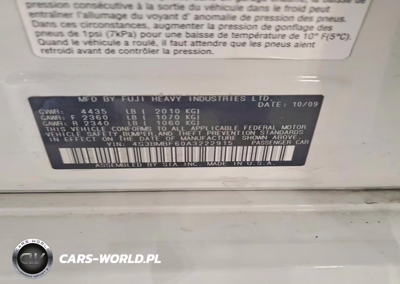 2010 Subaru Legacy 2.5I Premium VIN:4S3BMBF60A3222915 - 12