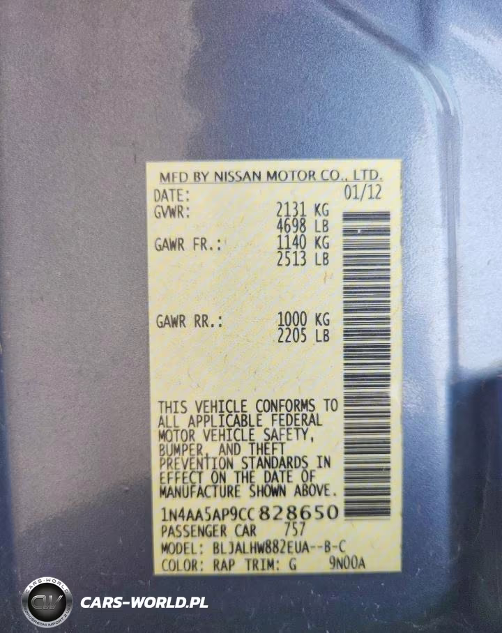 2012 Nissan Maxima 3.5 S VIN:1N4AA5AP9CC828650 - 12