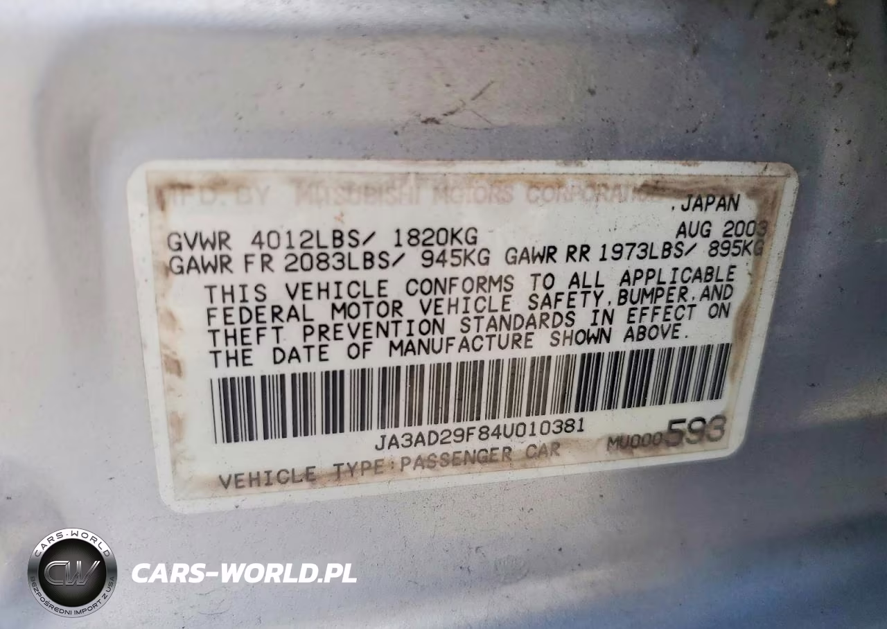 2004 Mitsubishi Lancer Ls VIN:JA3AD29F84U010381 - 12