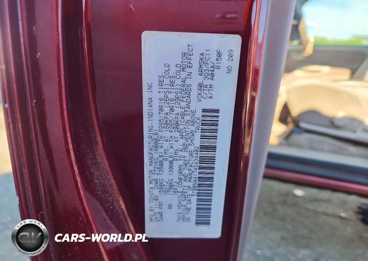 2004 Toyota Tundra Sr5 VIN:5TBBN44174S434402 - 12