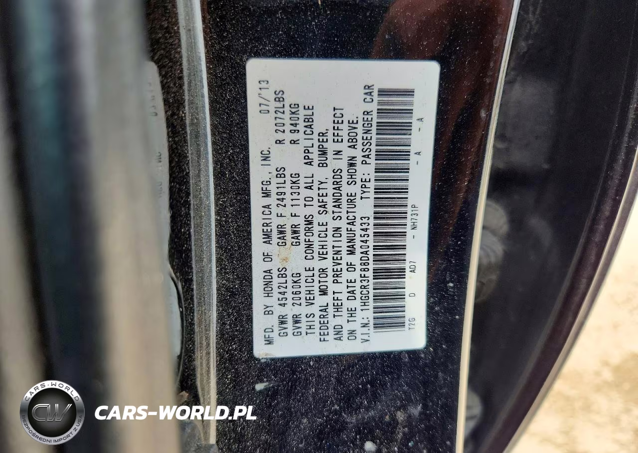 2013 Honda Accord Exl VIN:1HGCR3F88DA045433 - 12
