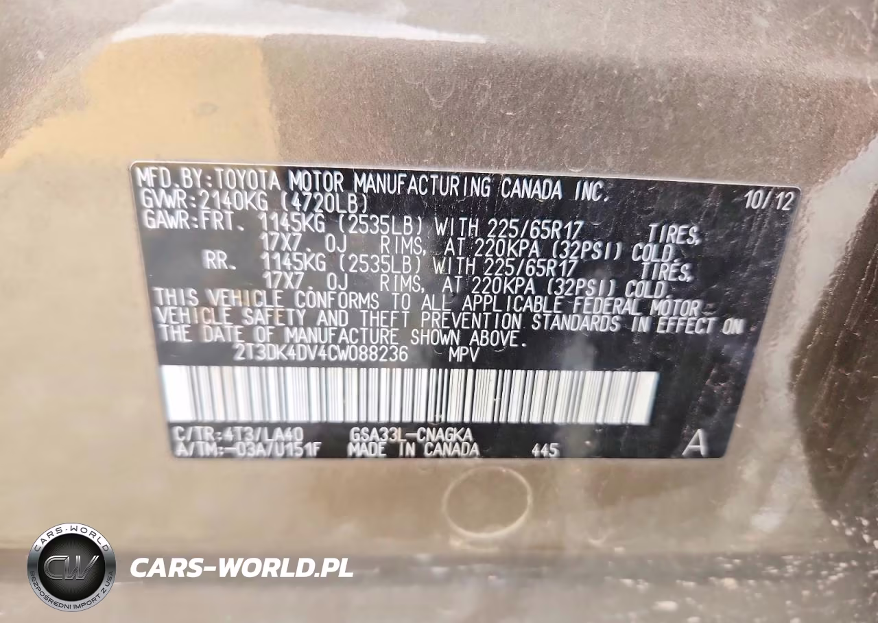 2012 Toyota Rav4 Limited VIN:2T3DK4DV4CW088236 - 13