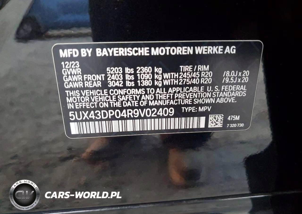 2024 BMW X3 Sdrive30I VIN:5UX43DP04R9V02409 - 13