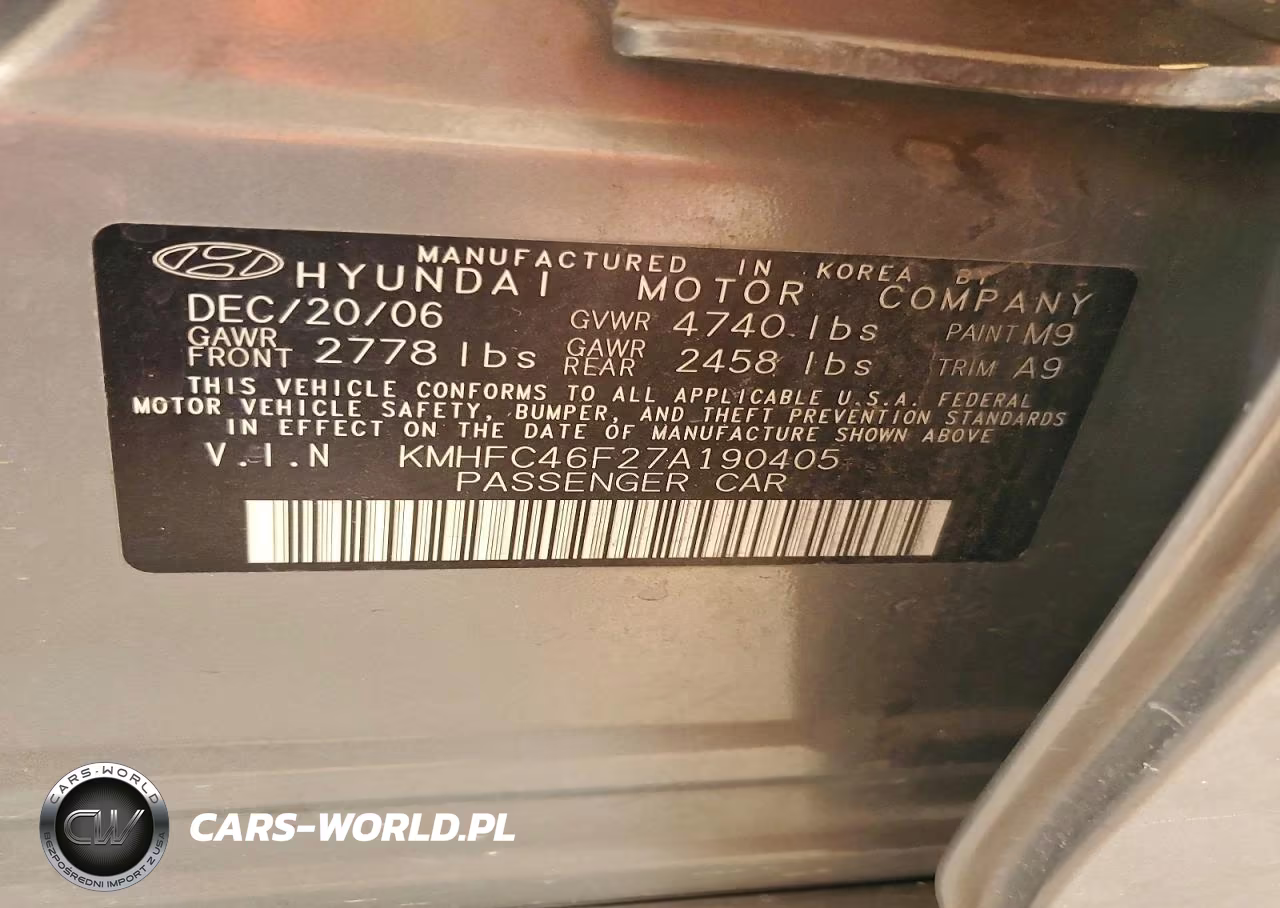 2007 Hyundai Azera Se VIN:KMHFC46F27A190405 - 12