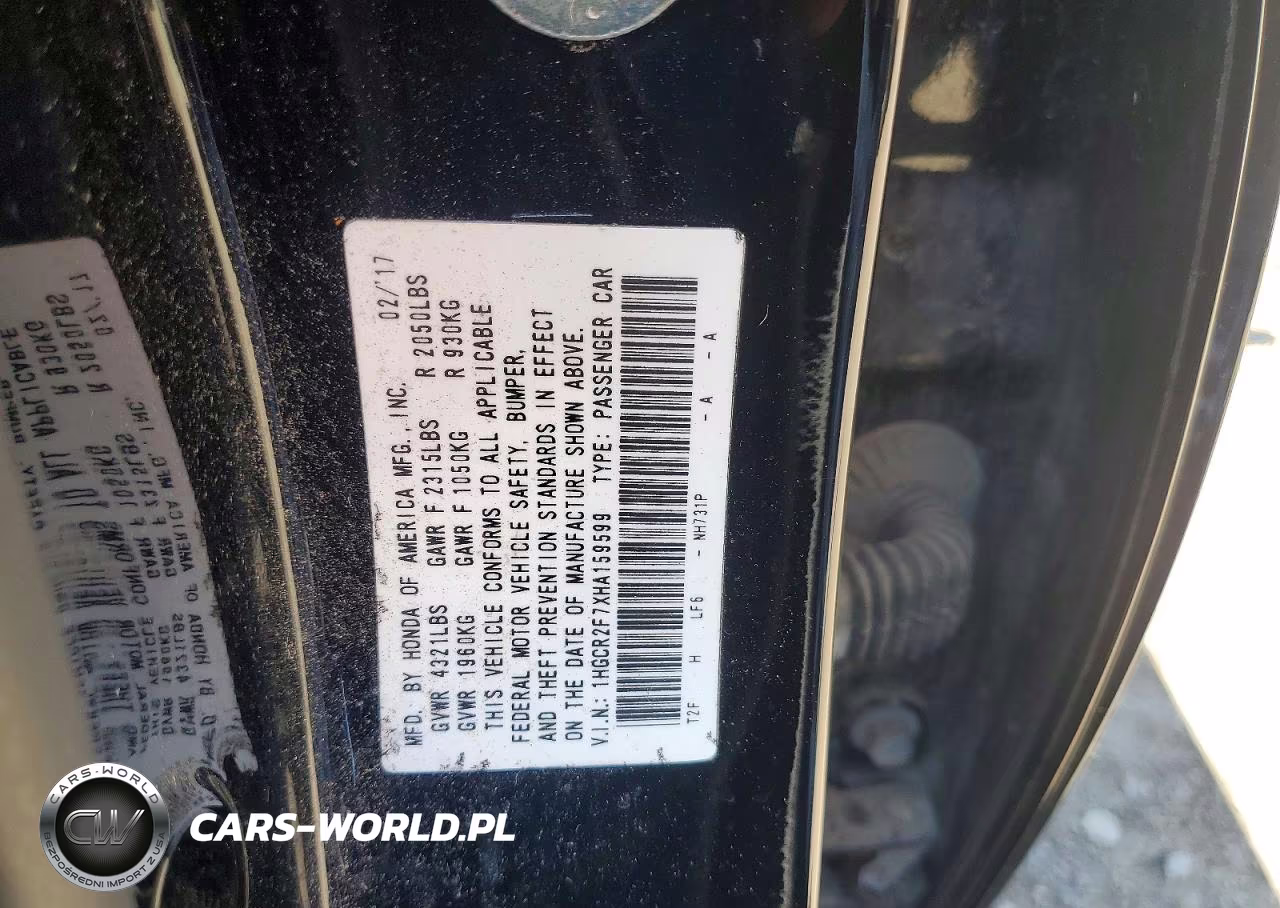 2017 Honda Accord Ex VIN:1HGCR2F7XHA159599 - 12