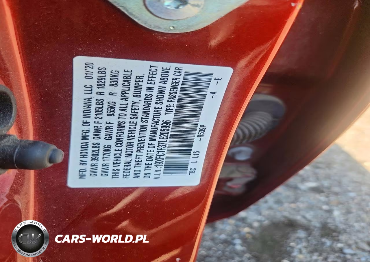 2020 Honda Civic Ex VIN:19XFC1F37LE205996 - 13