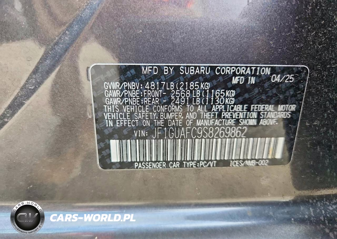 2025 Subaru Impreza Sport VIN:JF1GUAFC9S8269862 - 13