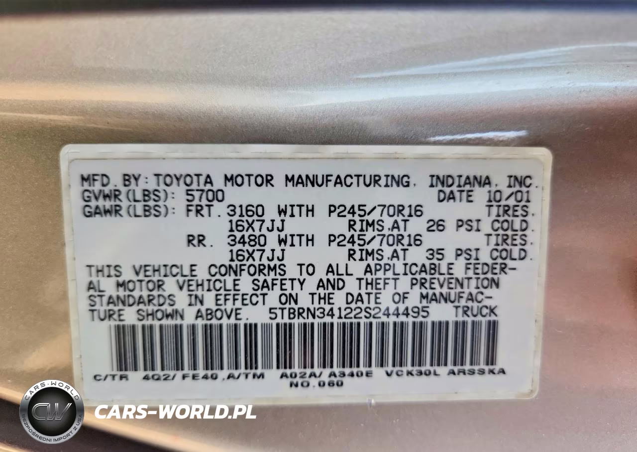 2002 Toyota Tundra Sr5 VIN:5TBRN34122S244495 - 12