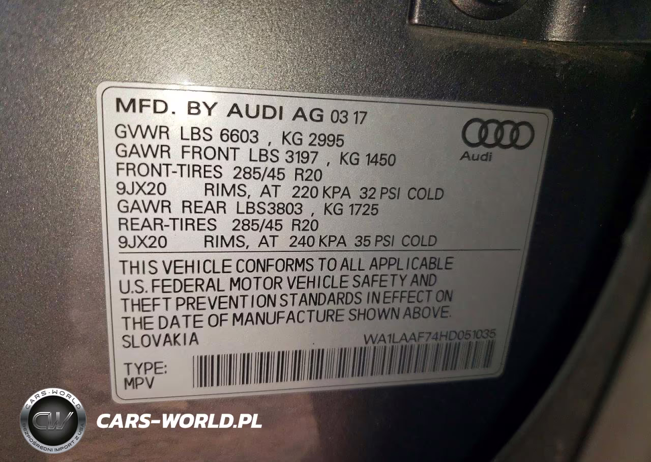 2017 Audi Q7 Premium Plus VIN:WA1LAAF74HD051035 - 13