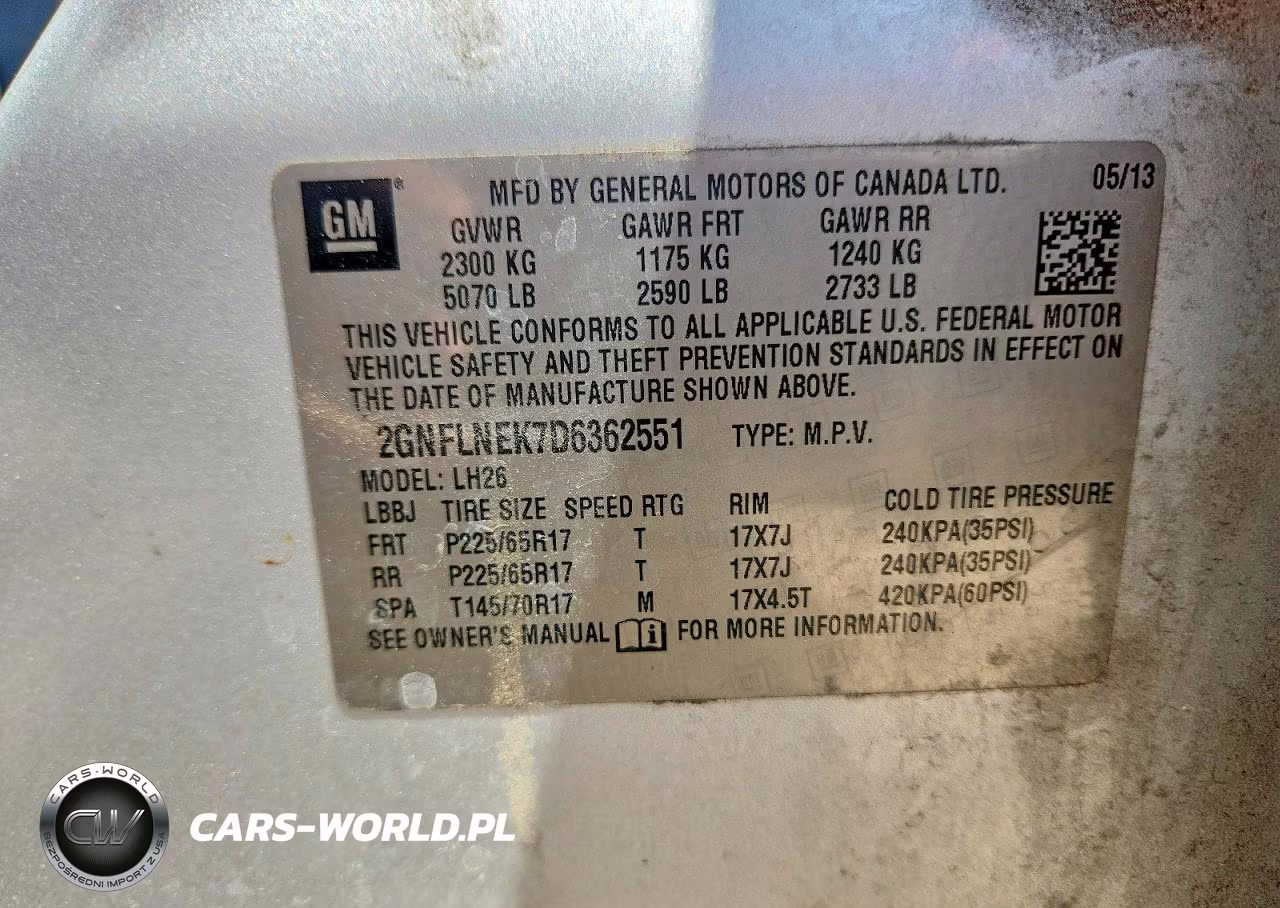 2013 Chevrolet Equinox Lt VIN:2GNFLNEK7D6362551 - 13