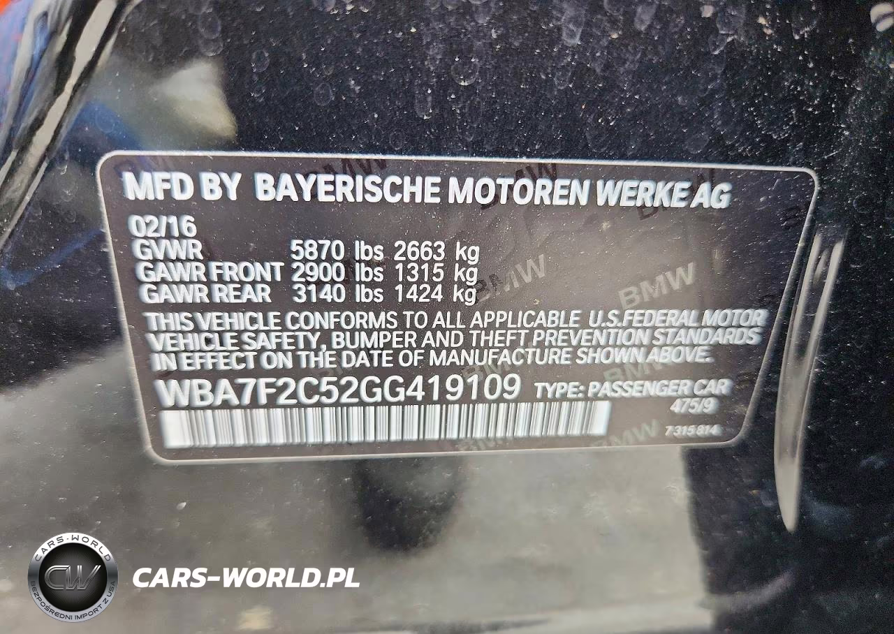 2016 BMW 750 Xi VIN:WBA7F2C52GG419109 - 12
