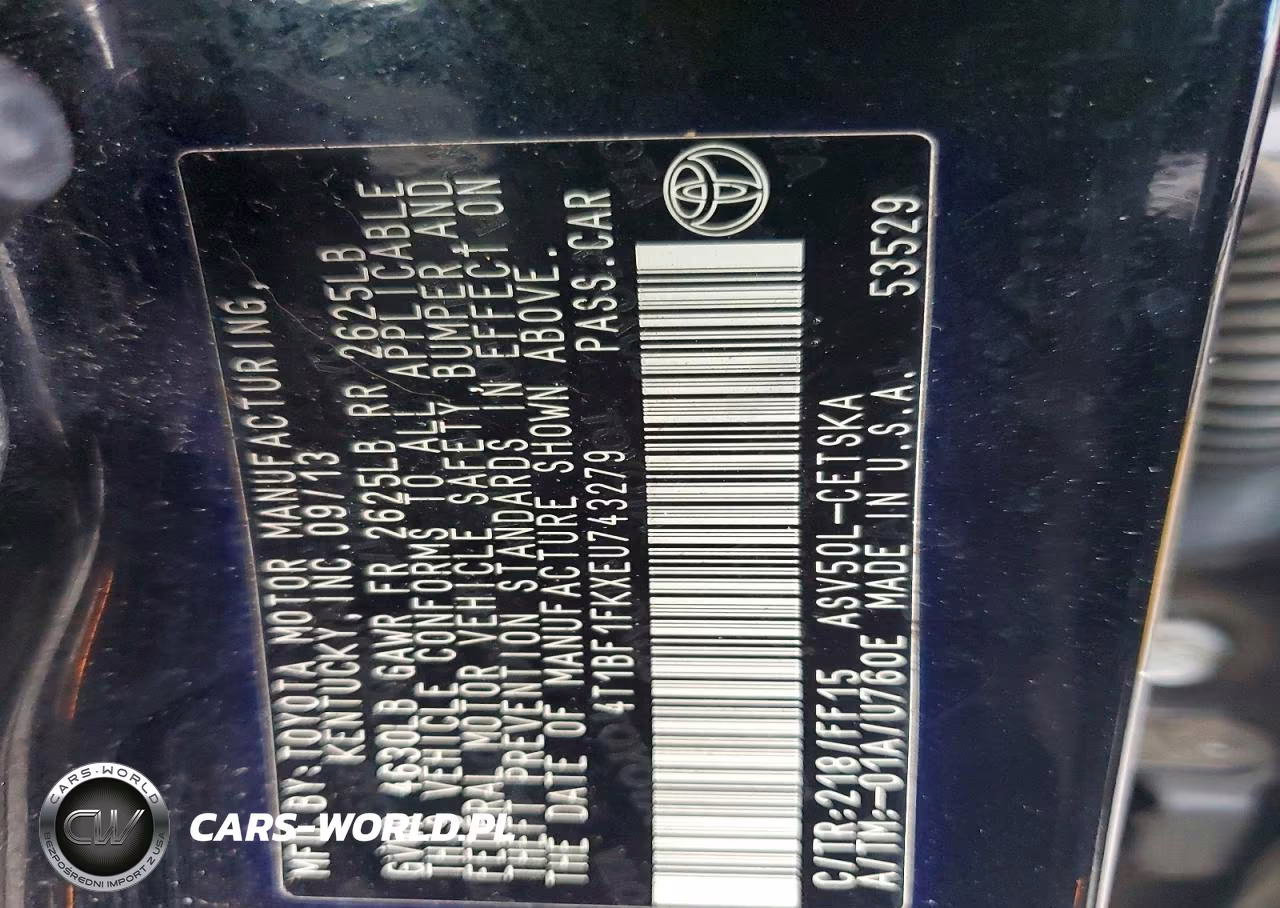 2014 Toyota Camry Se VIN:4T1BF1FKXEU743279 - 12