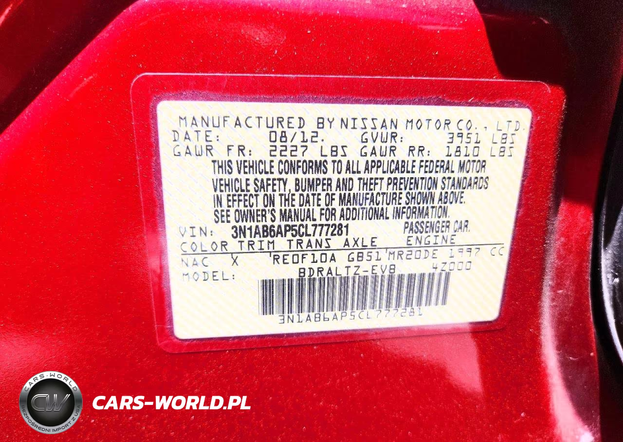 2012 Nissan Sentra 2.0 VIN:3N1AB6AP5CL777281 - 12