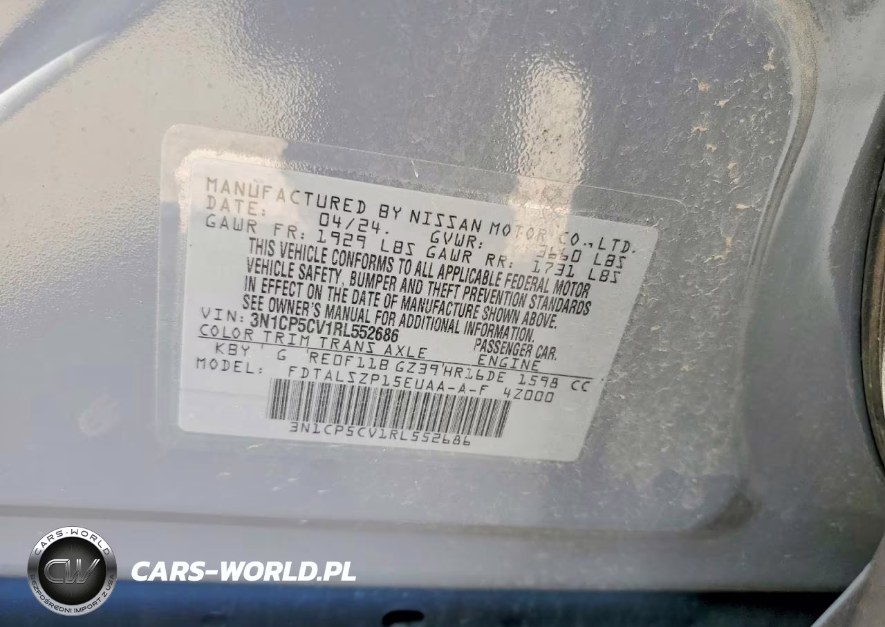 2024 Nissan Kicks Sv VIN:3N1CP5CV1RL552686 - 14