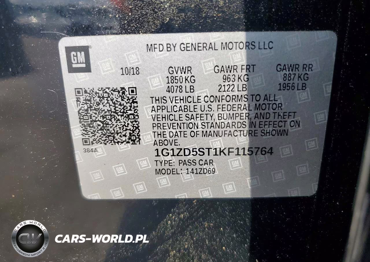 2019 Chevrolet Malibu Lt VIN:1G1ZD5ST1KF115764 - 12