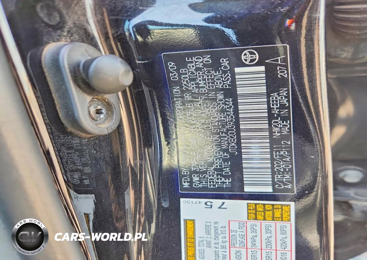 2009 Toyota Prius Base VIN:JTDKB20U393544344 - 12